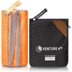 image:imageVENTURE 4TH Quick Dry Travel Towel  Fast Drying Ultra Soft Microfiber Towels  Essential for Camping Backpacking Yoga Swimming Gym Sports and Beach  3 Compact SizesOrange Gray