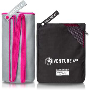 image:imageVENTURE 4TH Quick Dry Travel Towel  Fast Drying Ultra Soft Microfiber Towels  Essential for Camping Backpacking Yoga Swimming Gym Sports and Beach  3 Compact SizesGray Pink