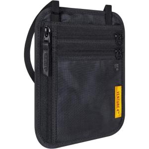 image:imageVENTURE 4TH RFID Blocking Travel Neck Wallet  Security Neck Pouch Passport Holder with Nylon Lining GreenEbony
