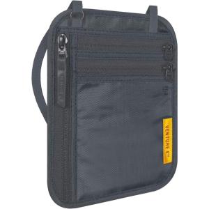 image:imageVENTURE 4TH RFID Blocking Travel Neck Wallet  Security Neck Pouch Passport Holder with Nylon Lining GreenGray
