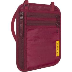 image:imageVENTURE 4TH RFID Blocking Travel Neck Wallet  Security Neck Pouch Passport Holder with Nylon Lining GreenRed