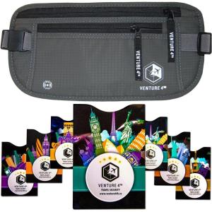 image:imageVENTURE 4TH Slim Minimalist Design RFID Money Belt with RFID Blocking Sleeves for Men and Women  Ideal for Keeping Your Cash Credit Card Passport Phone Secure When Traveling  GrayGray