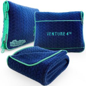 image:imageVENTURE 4TH Travel Blanket Pillow  Premium UltraSoft amp Warm 2in1 Blanket or Pillow for Airplane Car amp Bus  Compact Lightweight amp Portable  LintFree No Shedding No Pilling  GrayNavyteal
