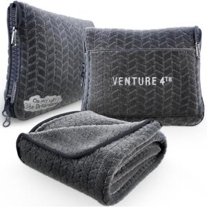 image:imageVENTURE 4TH Travel Blanket Pillow  Premium UltraSoft amp Warm 2in1 Blanket or Pillow for Airplane Car amp Bus  Compact Lightweight amp Portable  LintFree No Shedding No Pilling  GrayGraywhite