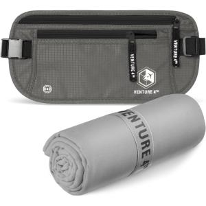 image:imageVENTURE 4TH Travel Money Belt amp Quick Dry Towel Set  Ideal Travel Bundle for Vacations Backpacking and Business Trips  Travel Towel Size XL