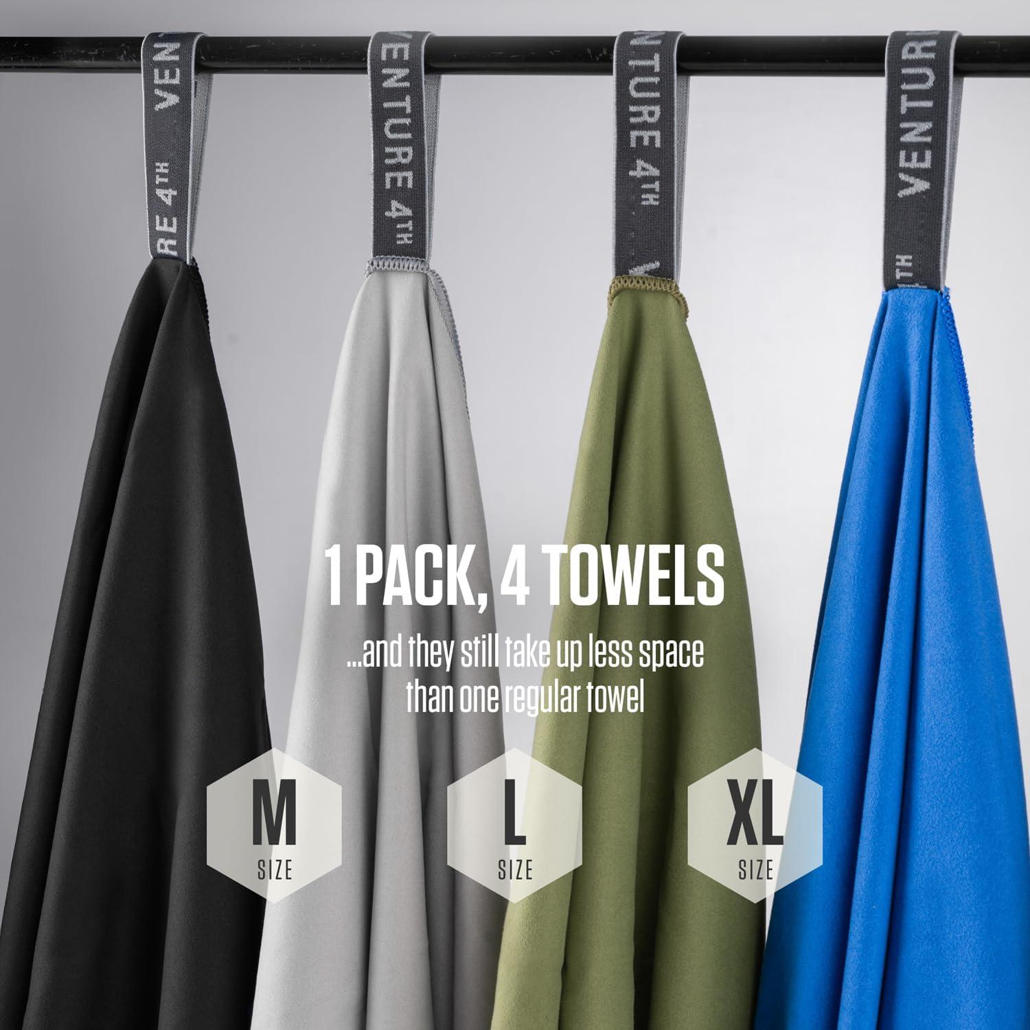 image:imageVENTURE 4TH 4pcs Quick Dry Towels Microfiber Travel Towels Ideal for Camping Hiking Backpacking Gym Lightweight amp Fast Drying Travel Towels for Body Compact amp Easy to Pack 4 Pack Large4pack Multicolor