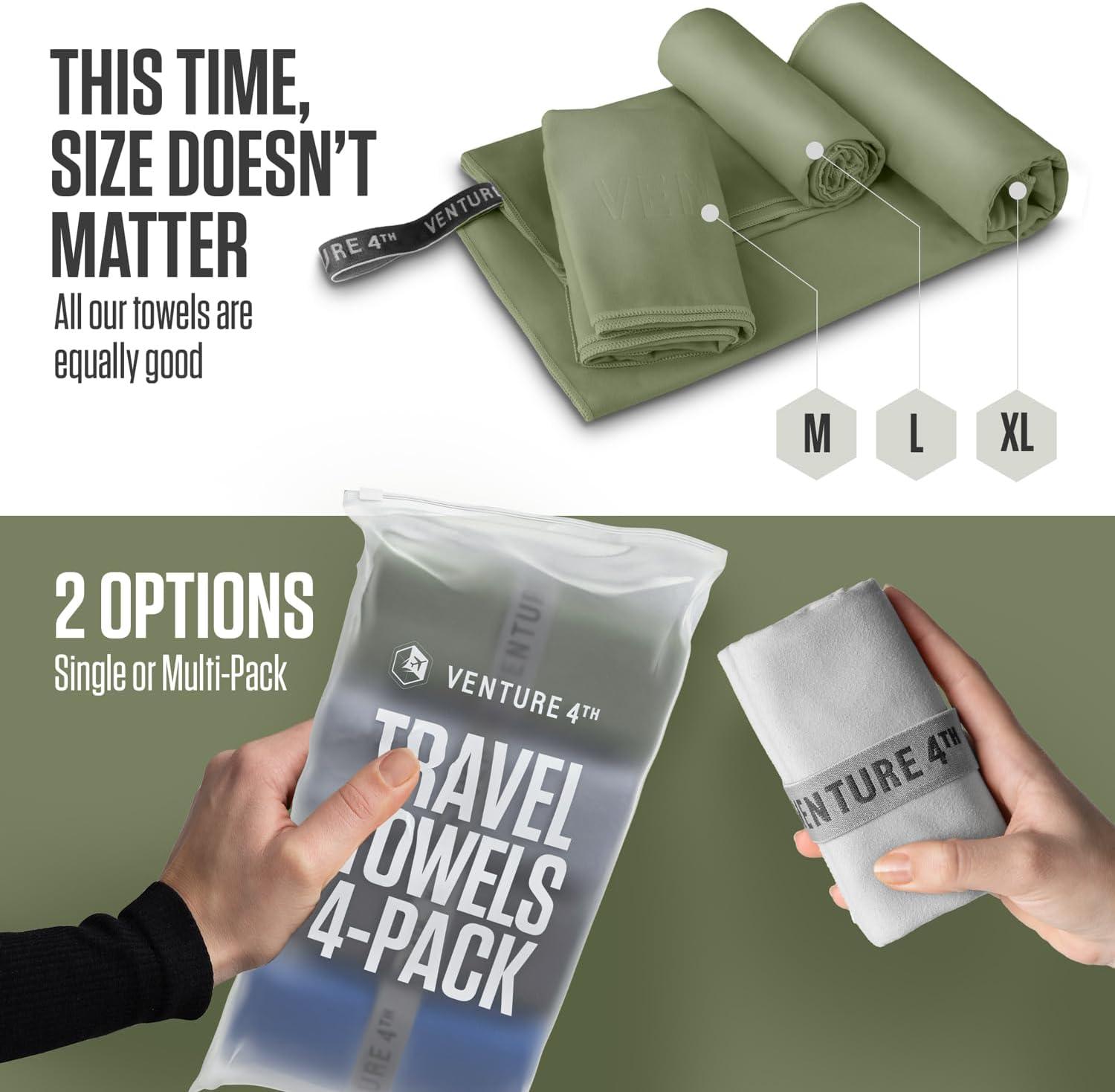 image:imageVENTURE 4TH 4pcs Quick Dry Towels Microfiber Travel Towels Ideal for Camping Hiking Backpacking Gym Lightweight amp Fast Drying Travel Towels for Body Compact amp Easy to Pack 4 Pack Large4pack Multicolor