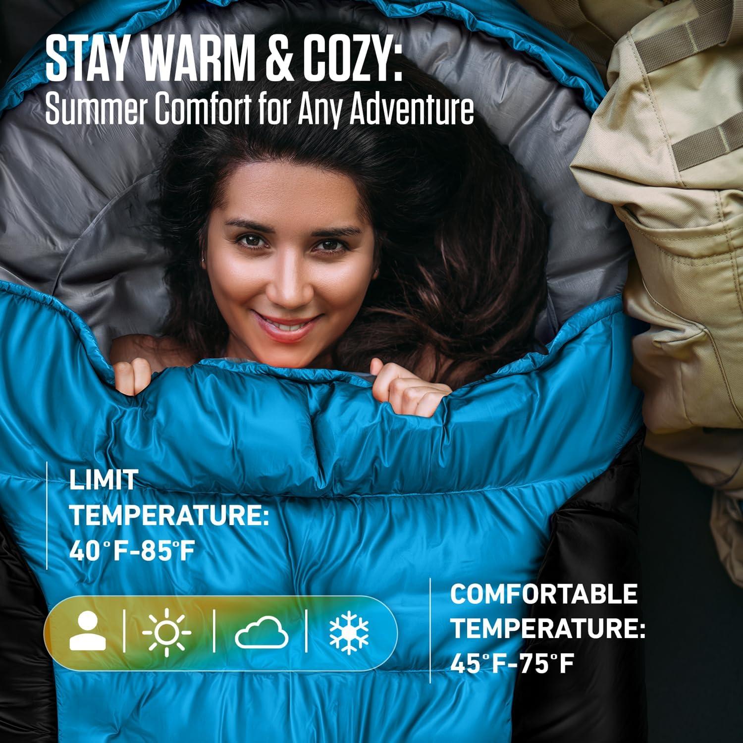image:imageVENTURE 4TH Backpacking Sleeping Bag XXL Double and Single Sizes Lightweight Warm amp Cold Weather Sleeping Bags for Adults Kids amp Couples Ideal for Hiking Camping amp Outdoor AdventuresBlueBlack