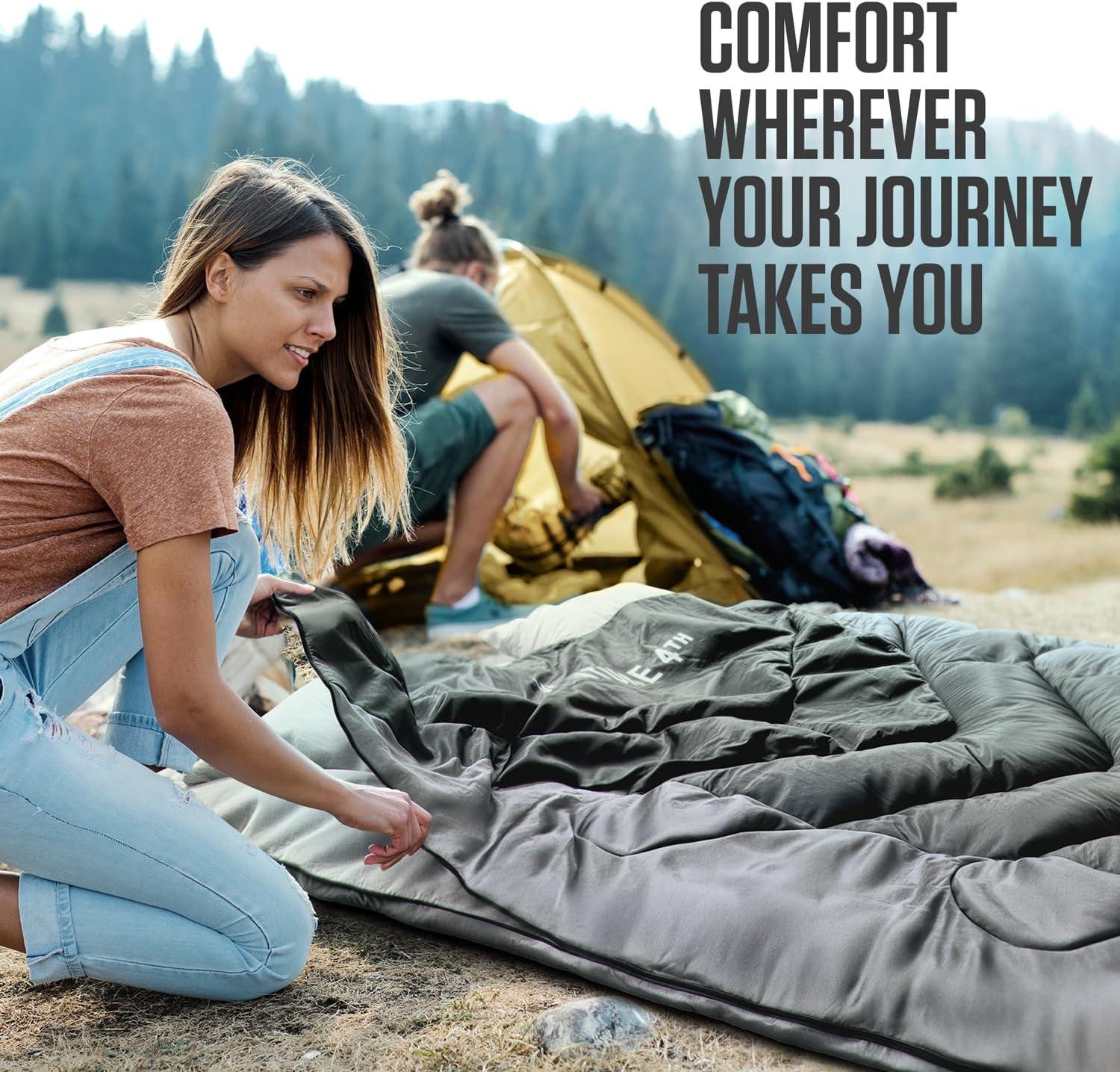 image:imageVENTURE 4TH Backpacking Sleeping Bag XXL Double and Single Sizes Lightweight Warm amp Cold Weather Sleeping Bags for Adults Kids amp Couples Ideal for Hiking Camping amp Outdoor AdventuresBlackSilver