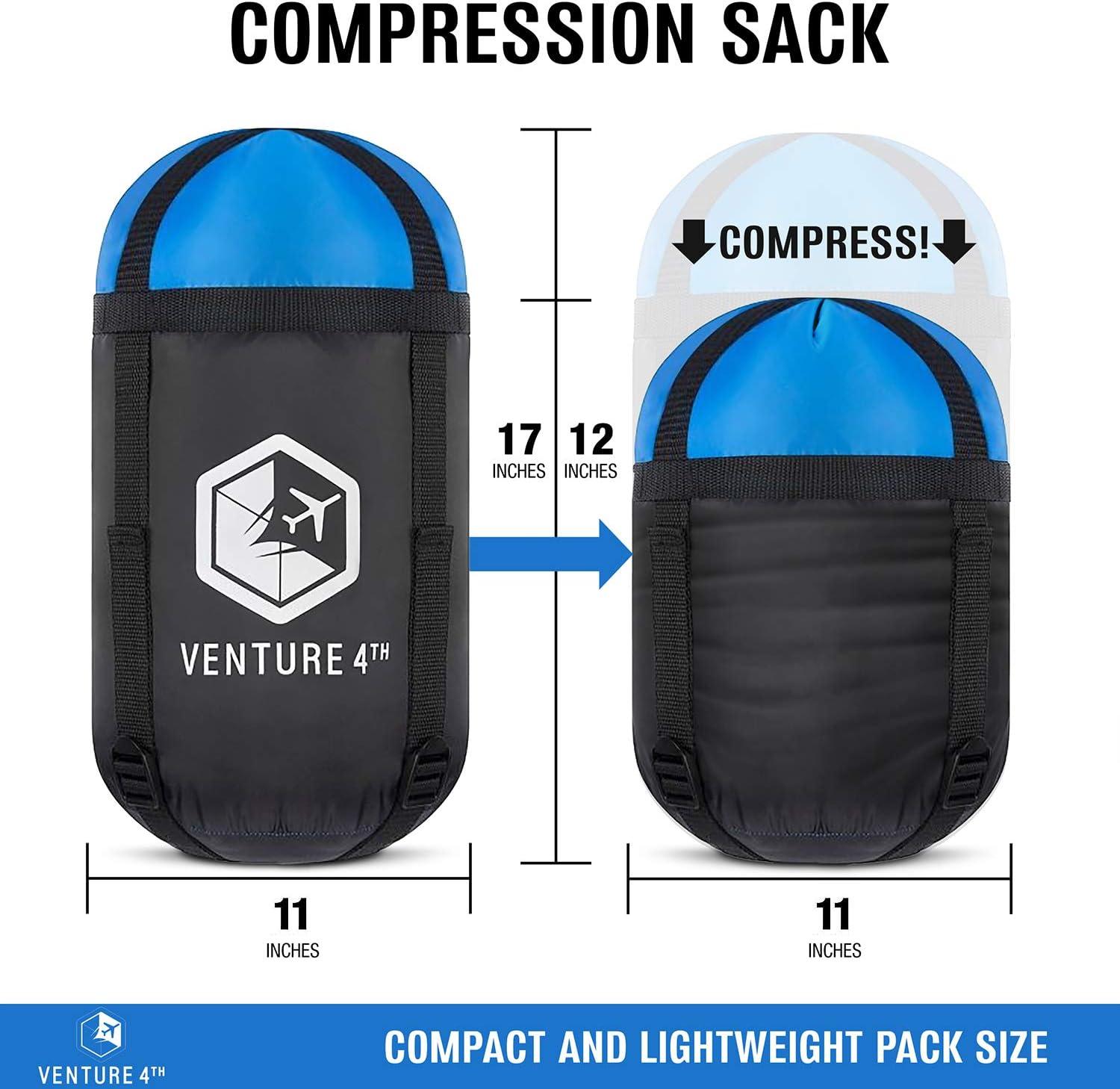 image:imageVENTURE 4TH Backpacking Sleeping Bag XXL Double and Single Sizes Lightweight Warm amp Cold Weather Sleeping Bags for Adults Kids amp Couples Ideal for Hiking Camping amp Outdoor AdventuresBlueGray