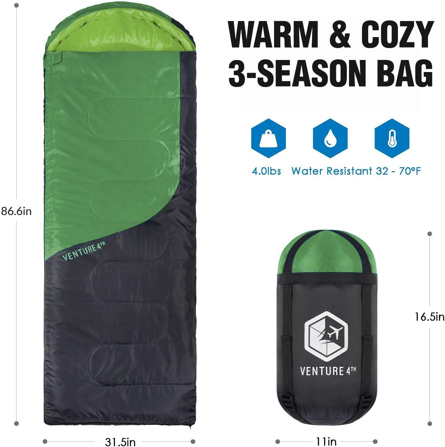 image:imageVENTURE 4TH Backpacking Sleeping Bag XXL Double and Single Sizes Lightweight Warm amp Cold Weather Sleeping Bags for Adults Kids amp Couples Ideal for Hiking Camping amp Outdoor AdventuresGreenGray