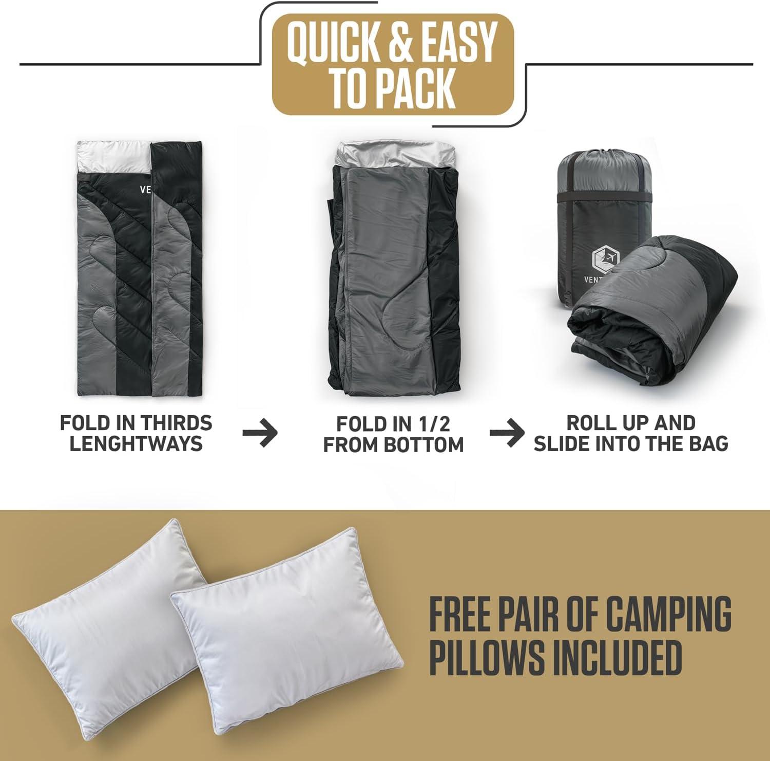 image:imageVENTURE 4TH Backpacking Sleeping Bag XXL Double and Single Sizes Lightweight Warm amp Cold Weather Sleeping Bags for Adults Kids amp Couples Ideal for Hiking Camping amp Outdoor AdventuresBlackSilver