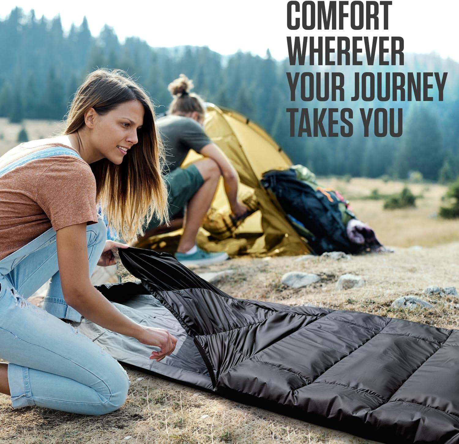 image:imageVENTURE 4TH Backpacking Sleeping Bag XXL Double and Single Sizes Lightweight Warm amp Cold Weather Sleeping Bags for Adults Kids amp Couples Ideal for Hiking Camping amp Outdoor AdventuresBlack