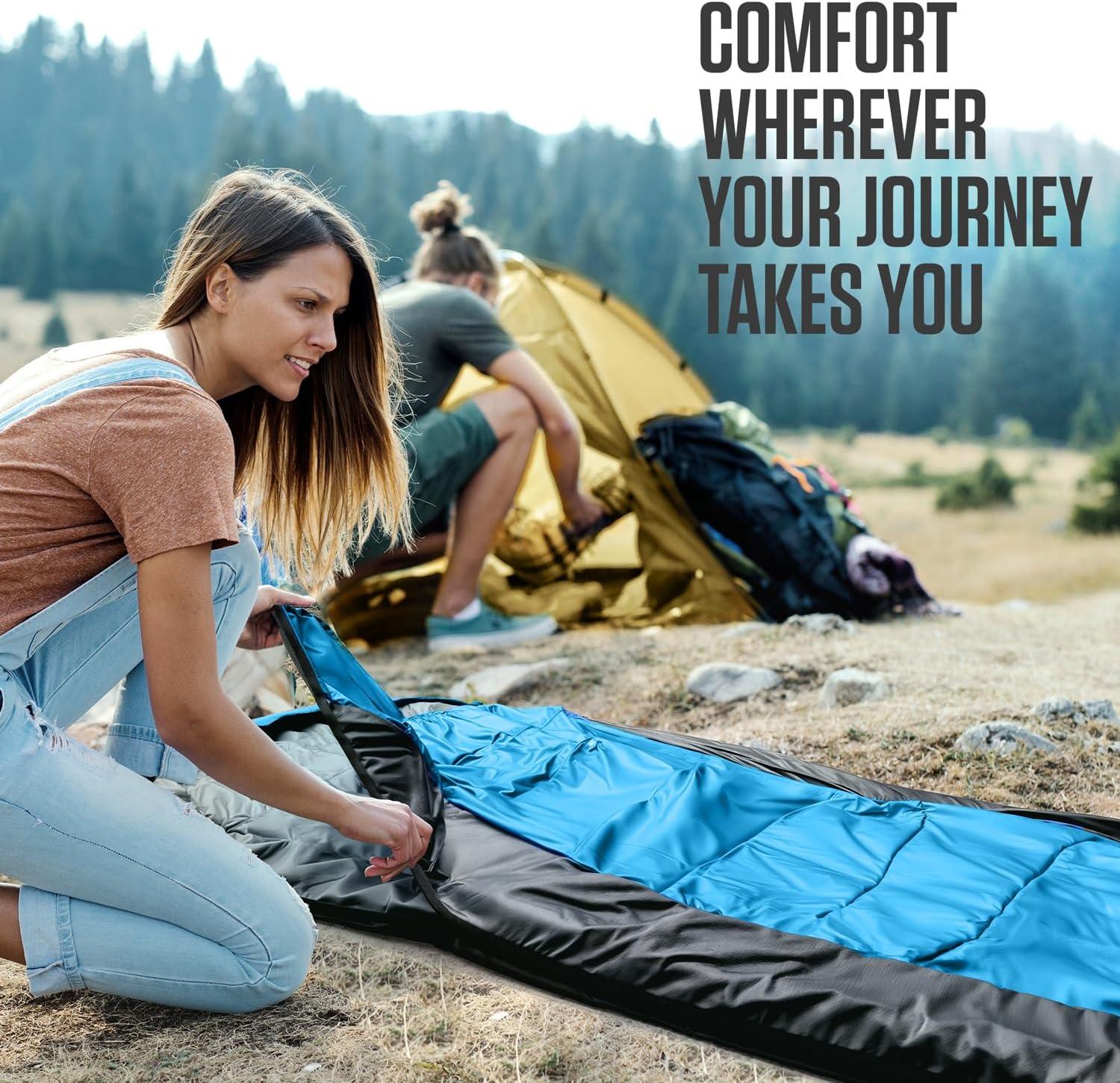image:imageVENTURE 4TH Backpacking Sleeping Bag XXL Double and Single Sizes Lightweight Warm amp Cold Weather Sleeping Bags for Adults Kids amp Couples Ideal for Hiking Camping amp Outdoor AdventuresBlueBlack