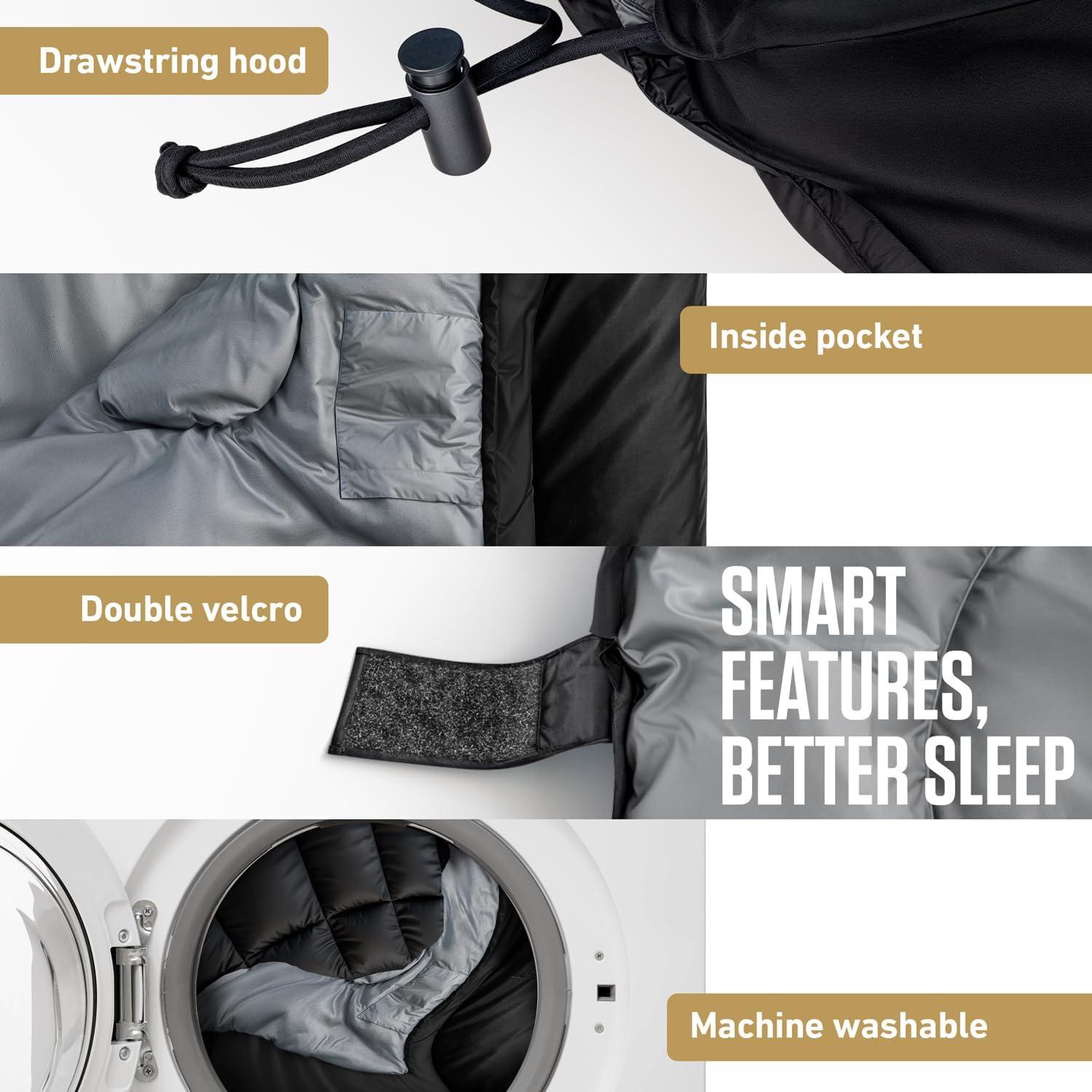image:imageVENTURE 4TH Backpacking Sleeping Bag XXL Double and Single Sizes Lightweight Warm amp Cold Weather Sleeping Bags for Adults Kids amp Couples Ideal for Hiking Camping amp Outdoor AdventuresBlack