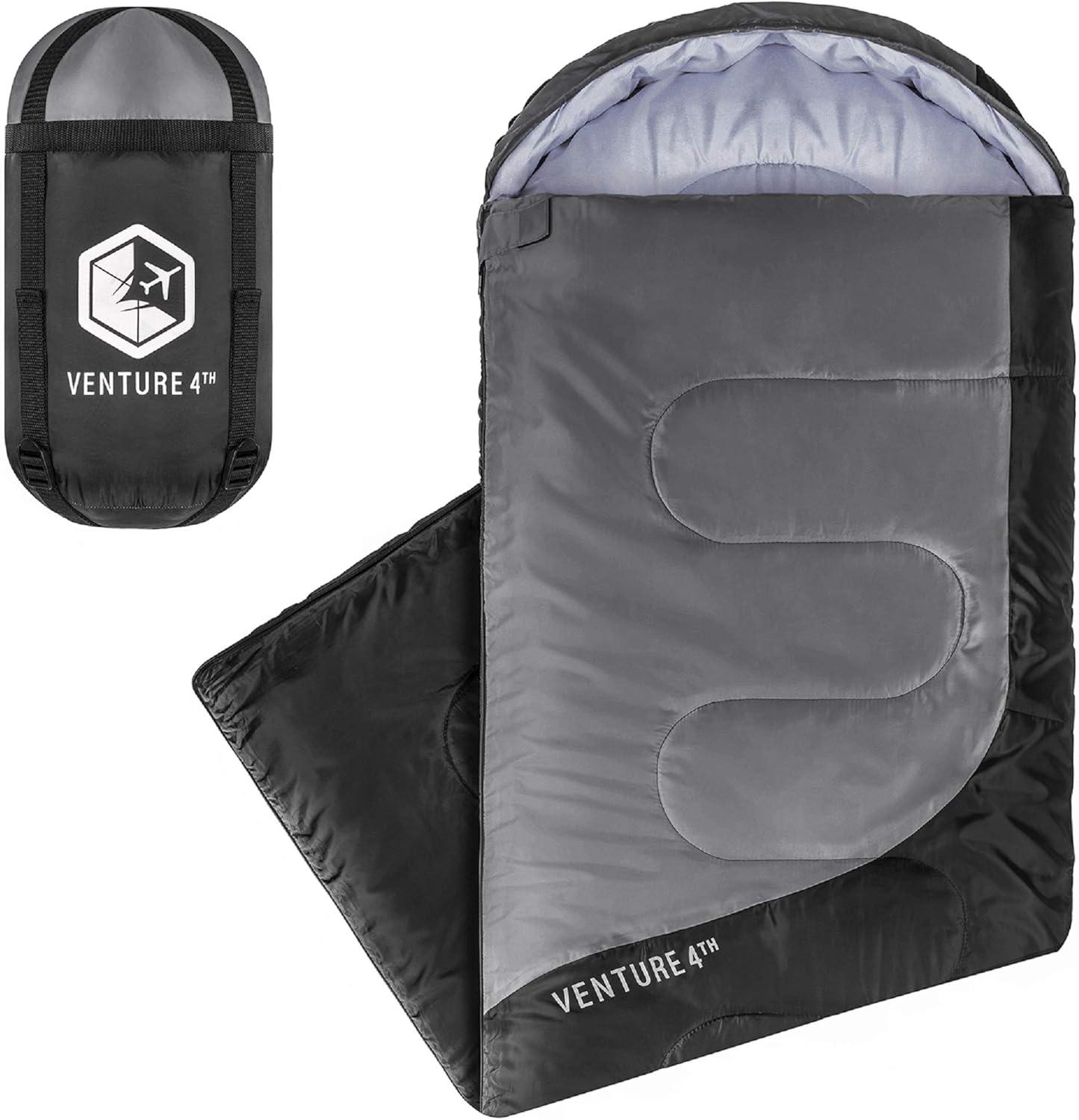 image:imageVENTURE 4TH Backpacking Sleeping Bag XXL Double and Single Sizes Lightweight Warm amp Cold Weather Sleeping Bags for Adults Kids amp Couples Ideal for Hiking Camping amp Outdoor AdventuresSilverGray