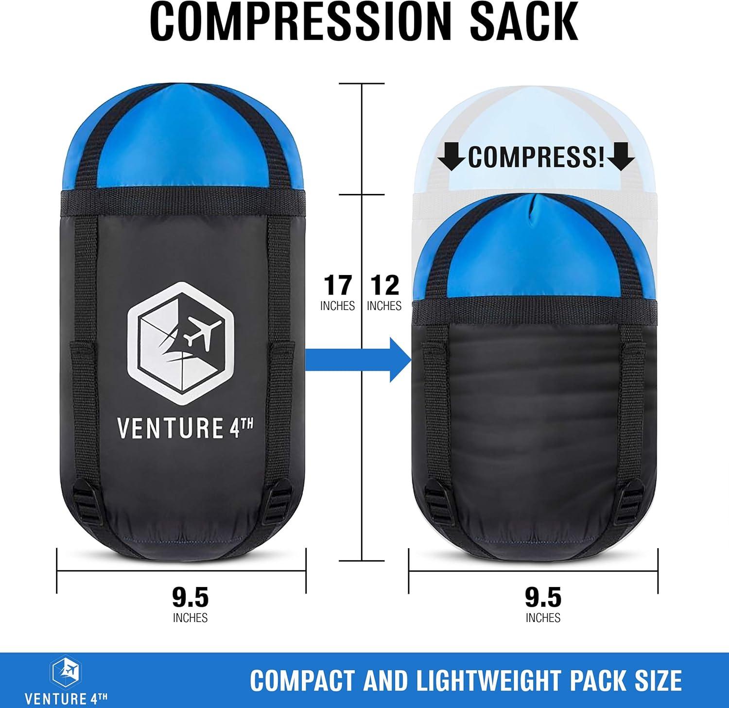 image:imageVENTURE 4TH Backpacking Sleeping Bag XXL Double and Single Sizes Lightweight Warm amp Cold Weather Sleeping Bags for Adults Kids amp Couples Ideal for Hiking Camping amp Outdoor AdventuresBlueGray