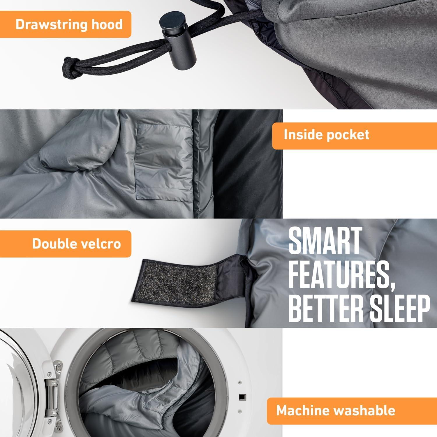 image:imageVENTURE 4TH Backpacking Sleeping Bag XXL Double and Single Sizes Lightweight Warm amp Cold Weather Sleeping Bags for Adults Kids amp Couples Ideal for Hiking Camping amp Outdoor AdventuresSilverBlack