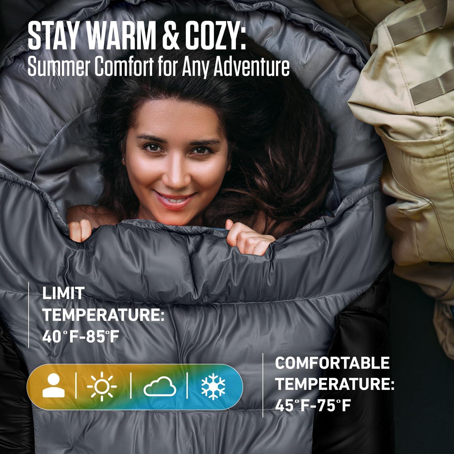 image:imageVENTURE 4TH Backpacking Sleeping Bag XXL Double and Single Sizes Lightweight Warm amp Cold Weather Sleeping Bags for Adults Kids amp Couples Ideal for Hiking Camping amp Outdoor AdventuresSilverBlack