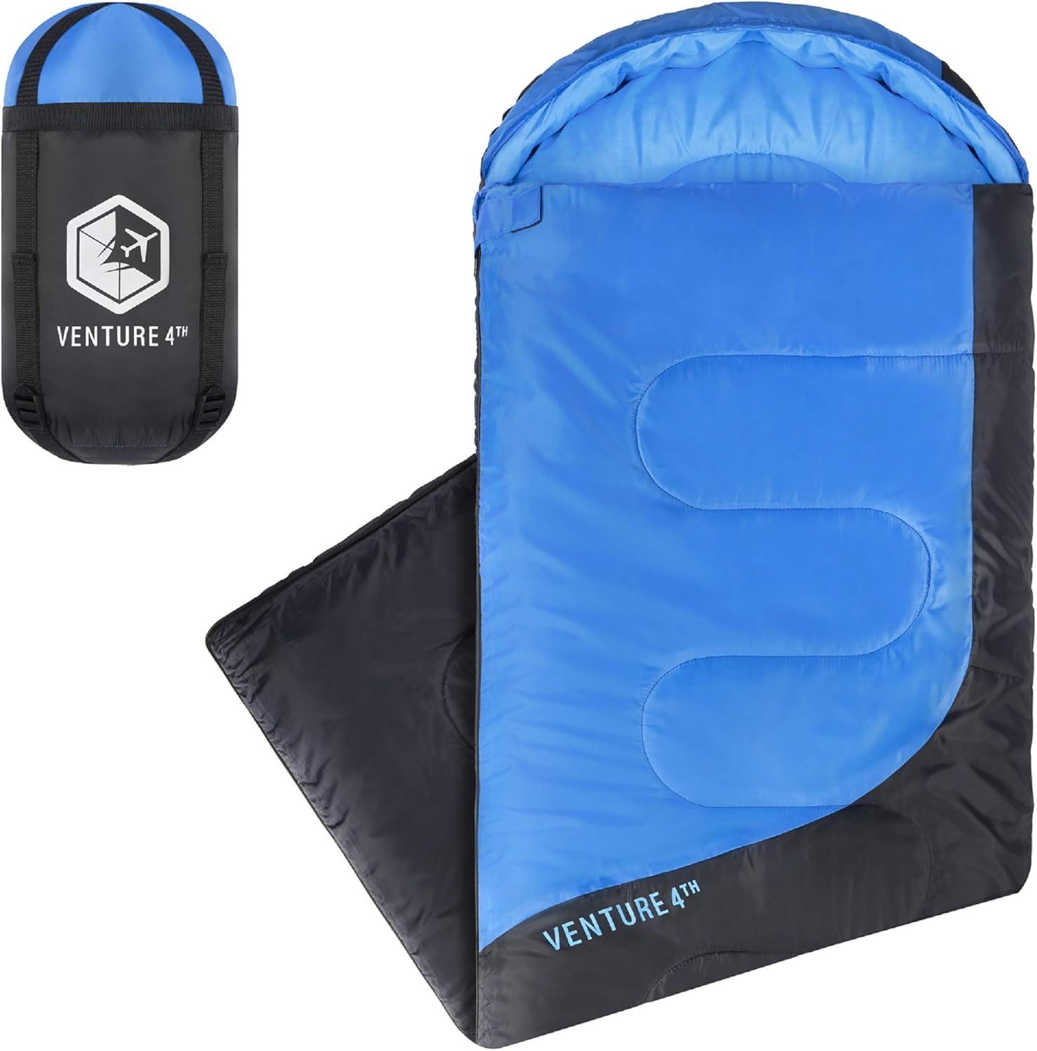 image:imageVENTURE 4TH Backpacking Sleeping Bag XXL Double and Single Sizes Lightweight Warm amp Cold Weather Sleeping Bags for Adults Kids amp Couples Ideal for Hiking Camping amp Outdoor AdventuresBlueGray