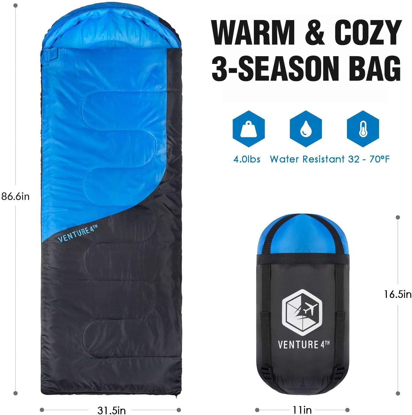 image:imageVENTURE 4TH Backpacking Sleeping Bag XXL Double and Single Sizes Lightweight Warm amp Cold Weather Sleeping Bags for Adults Kids amp Couples Ideal for Hiking Camping amp Outdoor AdventuresBlueGray