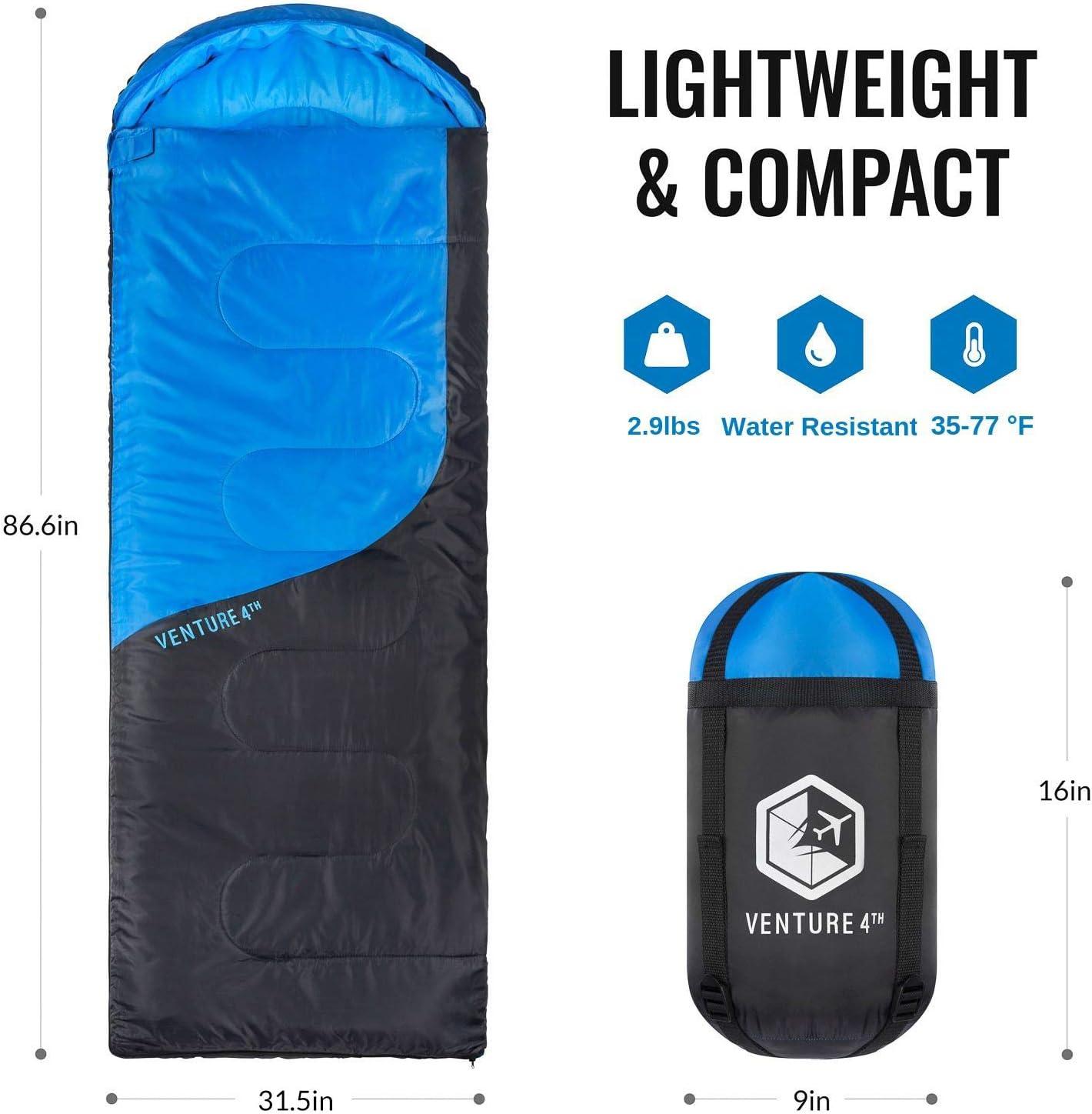 image:imageVENTURE 4TH Backpacking Sleeping Bag XXL Double and Single Sizes Lightweight Warm amp Cold Weather Sleeping Bags for Adults Kids amp Couples Ideal for Hiking Camping amp Outdoor AdventuresBlueGray