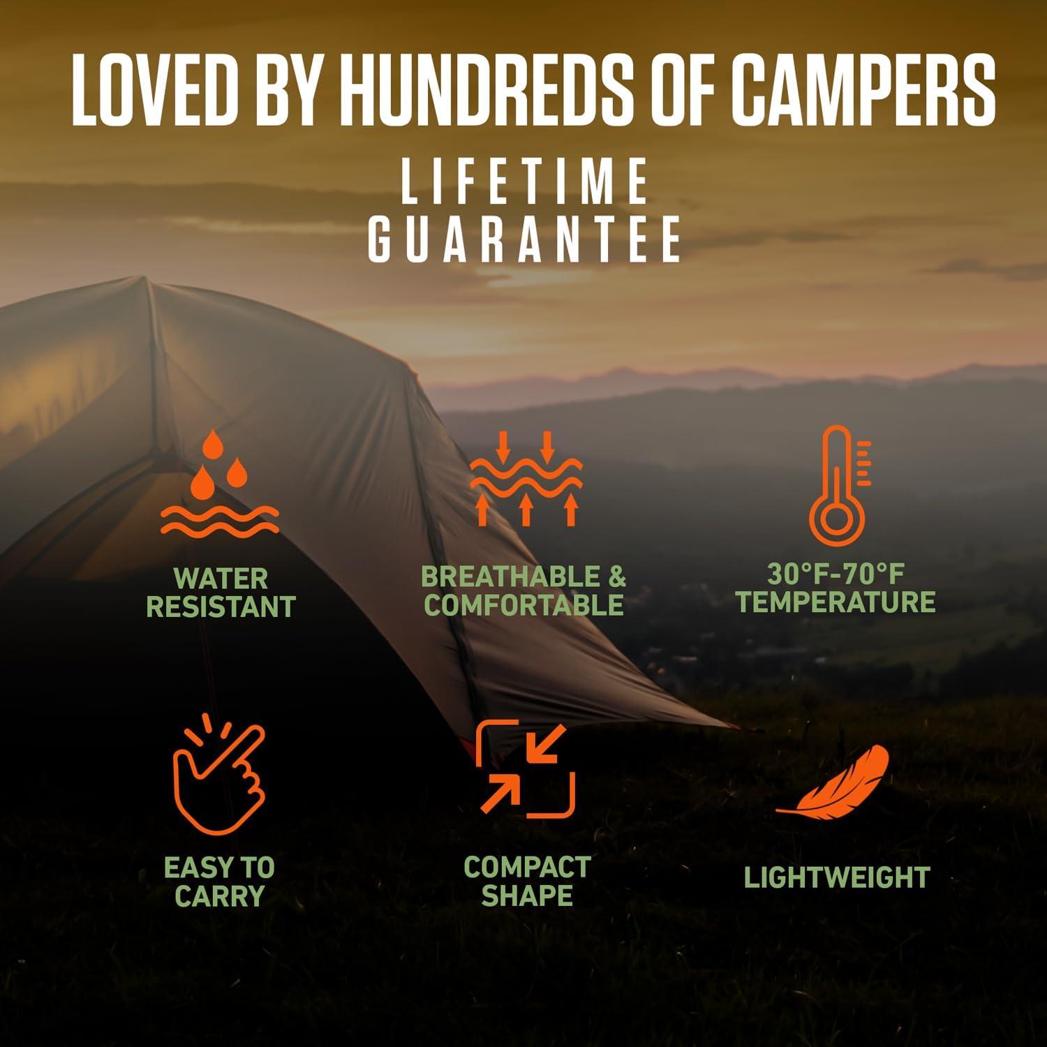 image:imageVENTURE 4TH Backpacking Sleeping Bag XXL Double and Single Sizes Lightweight Warm amp Cold Weather Sleeping Bags for Adults Kids amp Couples Ideal for Hiking Camping amp Outdoor AdventuresOrangeGray