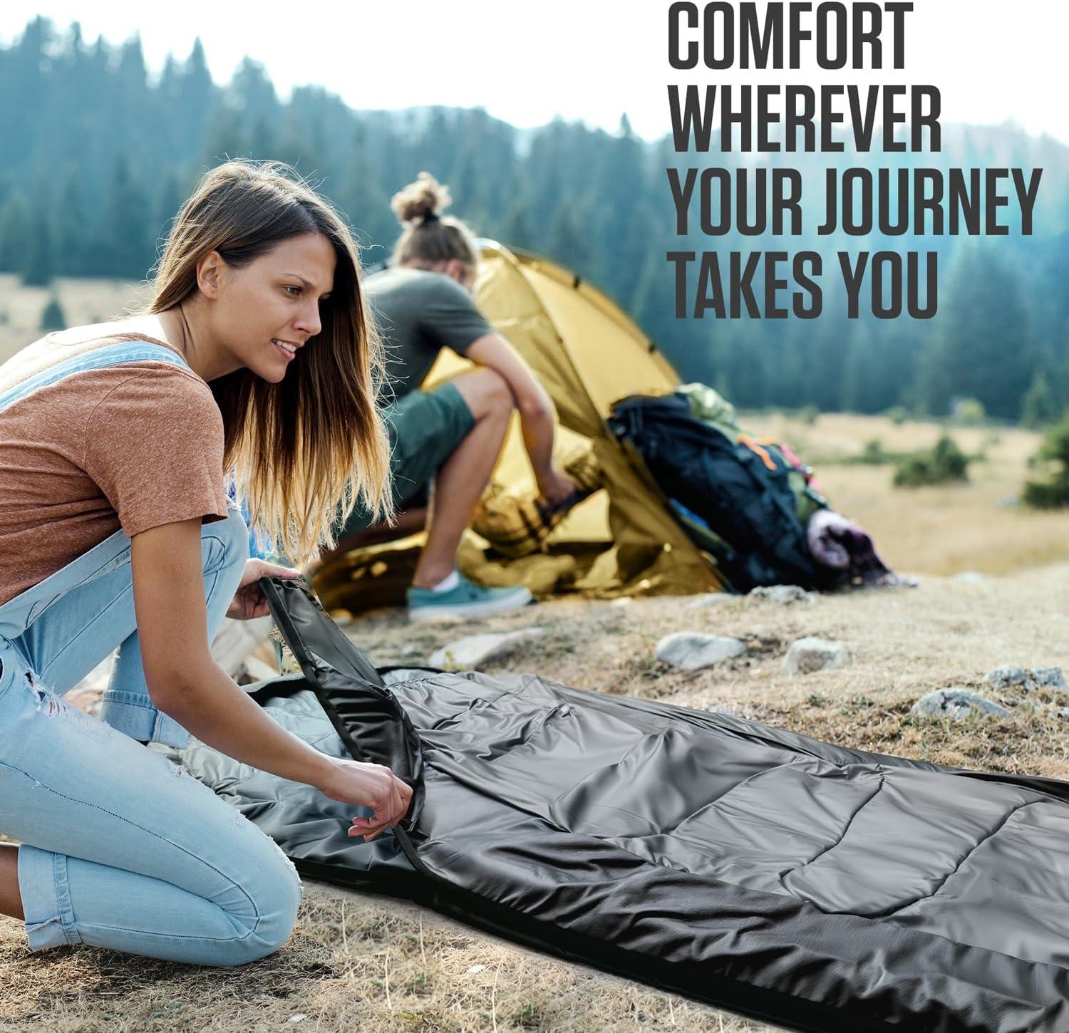 image:imageVENTURE 4TH Backpacking Sleeping Bag XXL Double and Single Sizes Lightweight Warm amp Cold Weather Sleeping Bags for Adults Kids amp Couples Ideal for Hiking Camping amp Outdoor AdventuresSilverBlack