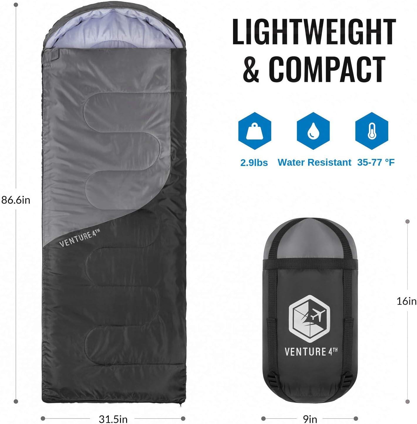 image:imageVENTURE 4TH Backpacking Sleeping Bag XXL Double and Single Sizes Lightweight Warm amp Cold Weather Sleeping Bags for Adults Kids amp Couples Ideal for Hiking Camping amp Outdoor AdventuresSilverGray
