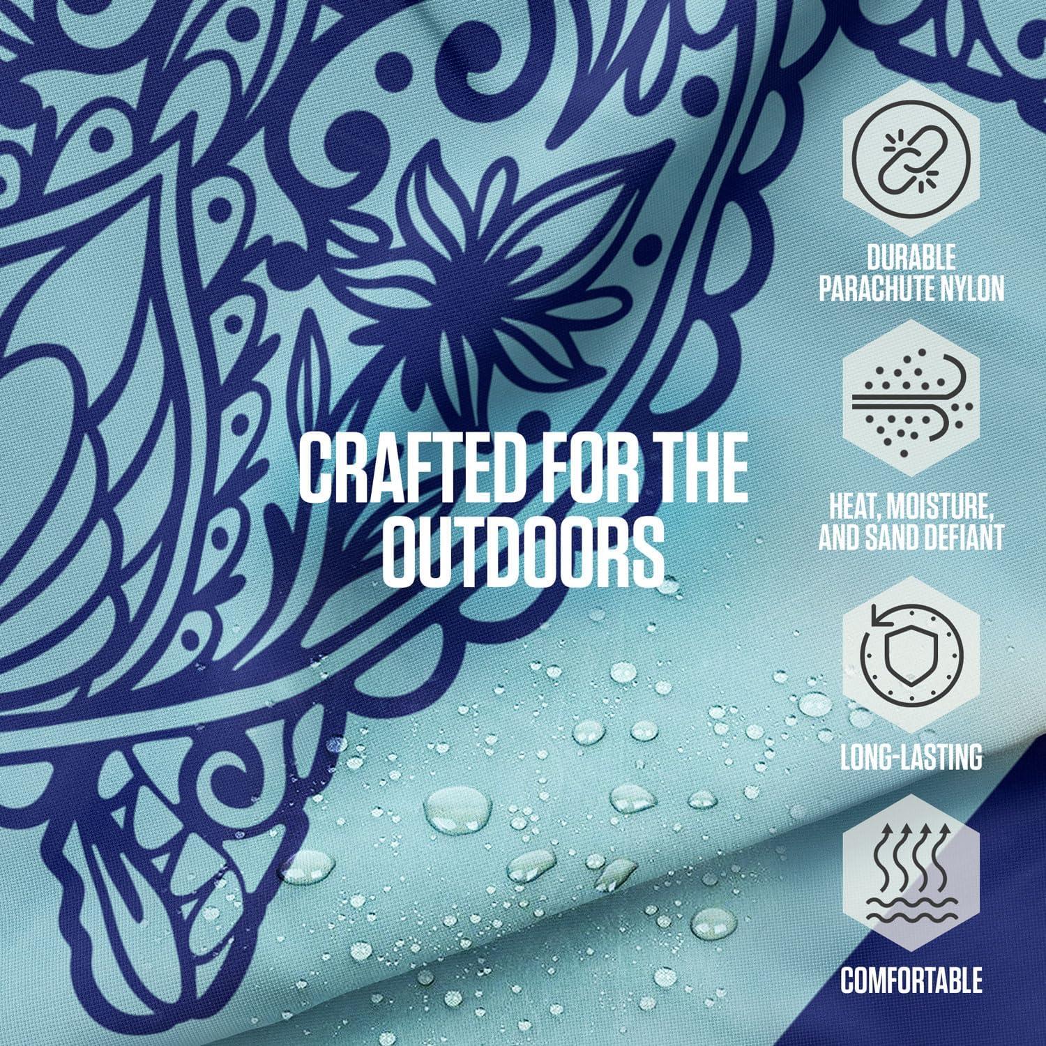 image:imageVENTURE 4TH FamilySize Beach Blanket Sandproof Waterproof Lightweight amp Compact Includes Stakes and Carry Bag 7x8 feet XL Mandala Turtle