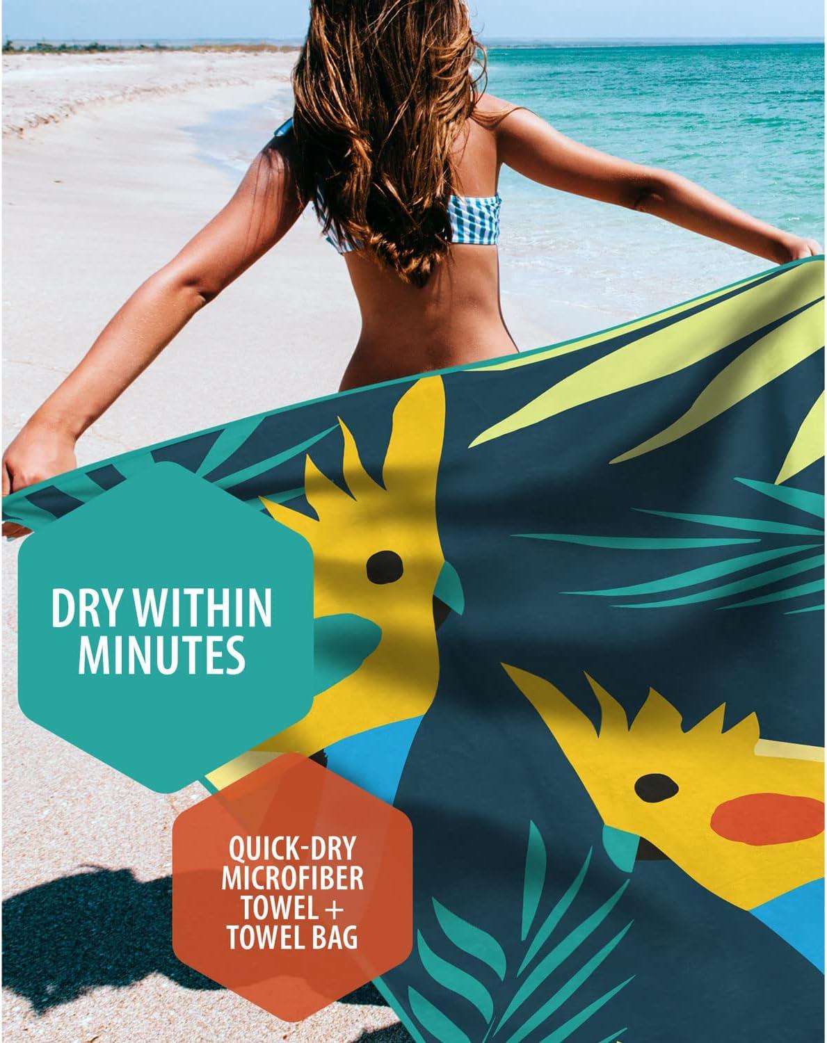 image:imageVENTURE 4TH Microfiber Beach Towel QuickDry Compact SandFree Absorbent Sandproof and Lightweight Perfect for Camping Beach and Roadtrips Dark Blue Stripes Design 35x78 inchesNavy Cockatoo