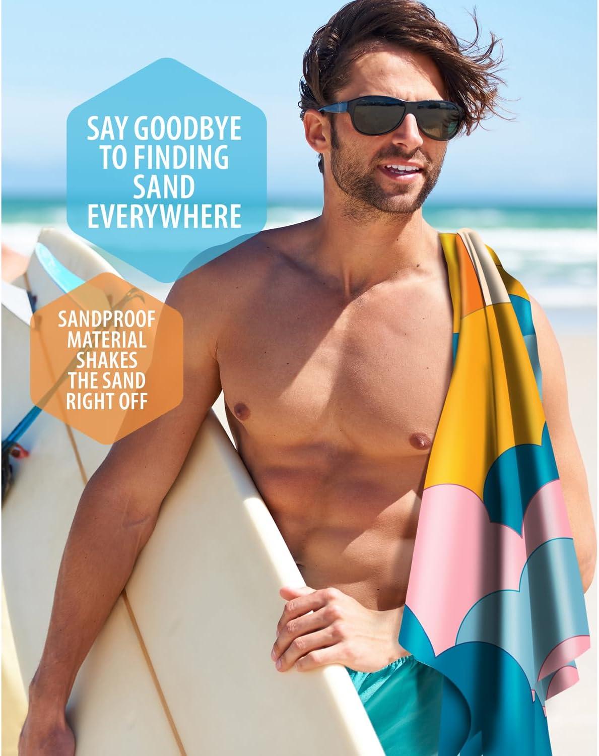 image:imageVENTURE 4TH Microfiber Beach Towel QuickDry Compact SandFree Absorbent Sandproof and Lightweight Perfect for Camping Beach and Roadtrips Dark Blue Stripes Design 35x78 inchesSkys the Limit