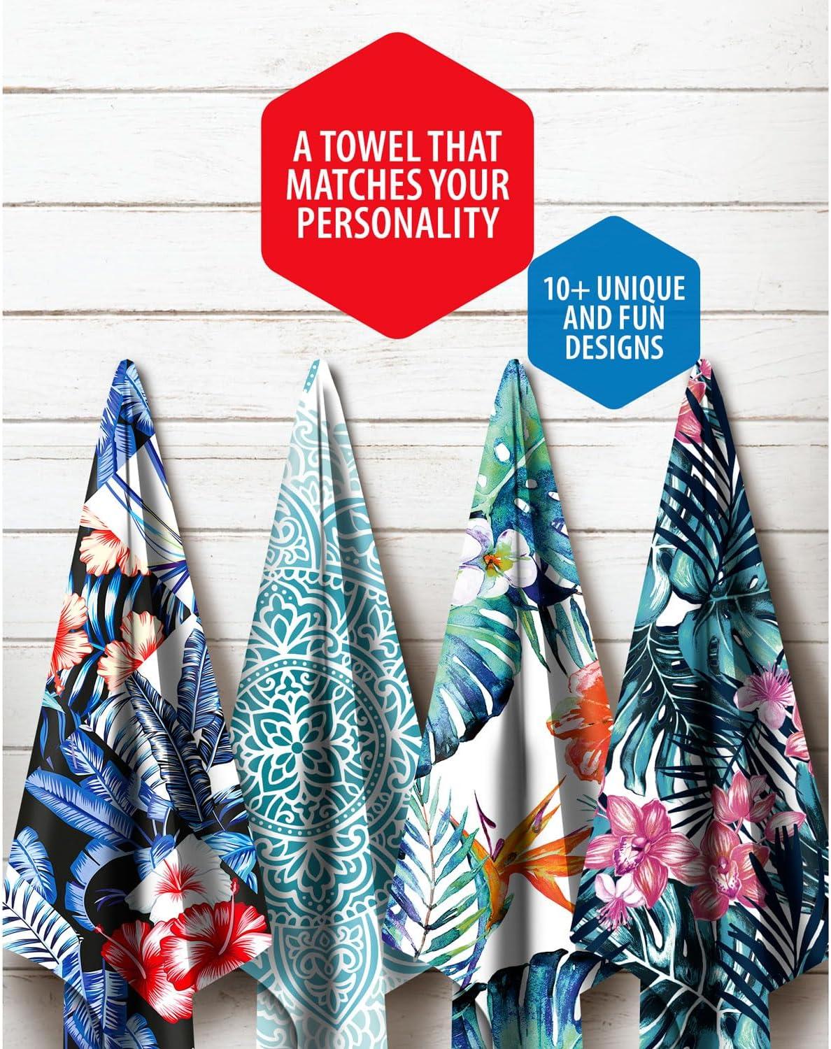 image:imageVENTURE 4TH Microfiber Beach Towel QuickDry Compact SandFree Absorbent Sandproof and Lightweight Perfect for Camping Beach and Roadtrips Dark Blue Stripes Design 35x78 inchesMidnight Bloom
