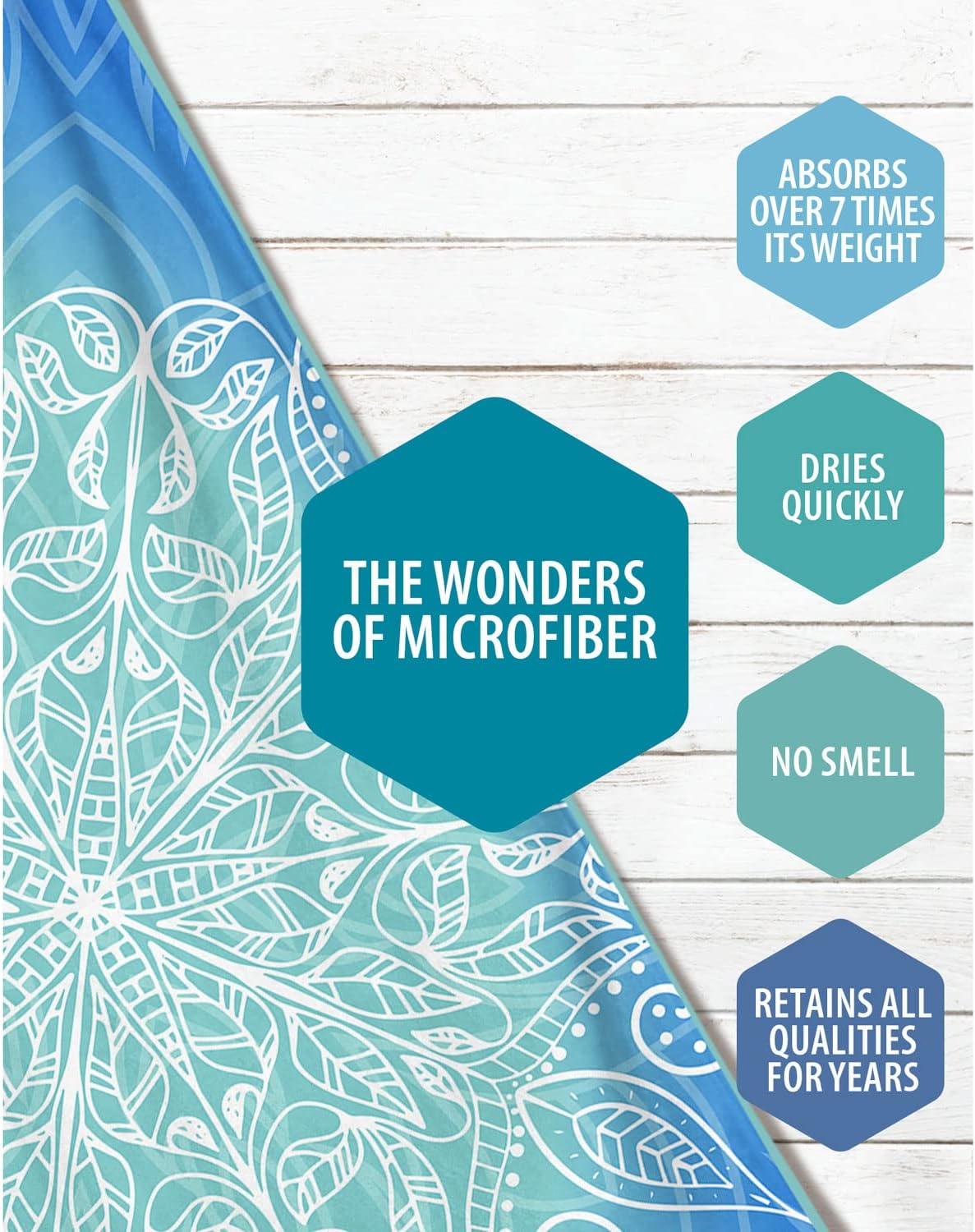 image:imageVENTURE 4TH Microfiber Beach Towel QuickDry Compact SandFree Absorbent Sandproof and Lightweight Perfect for Camping Beach and Roadtrips Dark Blue Stripes Design 35x78 inchesBlue Mandala