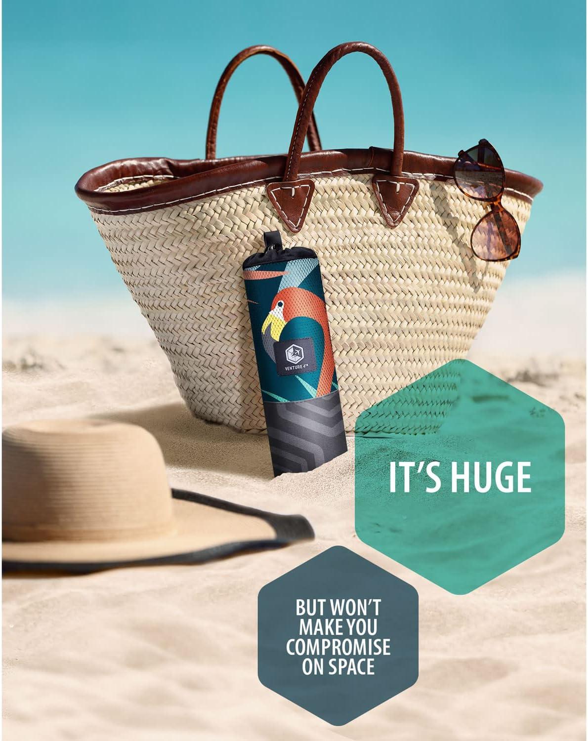 image:imageVENTURE 4TH Microfiber Beach Towel QuickDry Compact SandFree Absorbent Sandproof and Lightweight Perfect for Camping Beach and Roadtrips Dark Blue Stripes Design 35x78 inchesNavy Flamingo