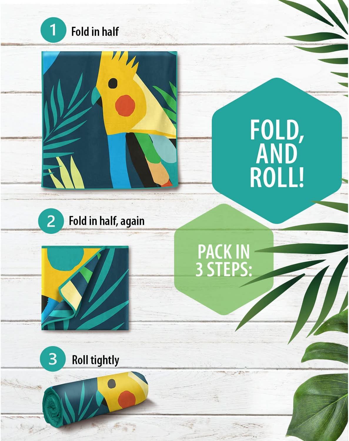 image:imageVENTURE 4TH Microfiber Beach Towel QuickDry Compact SandFree Absorbent Sandproof and Lightweight Perfect for Camping Beach and Roadtrips Dark Blue Stripes Design 35x78 inchesNavy Cockatoo