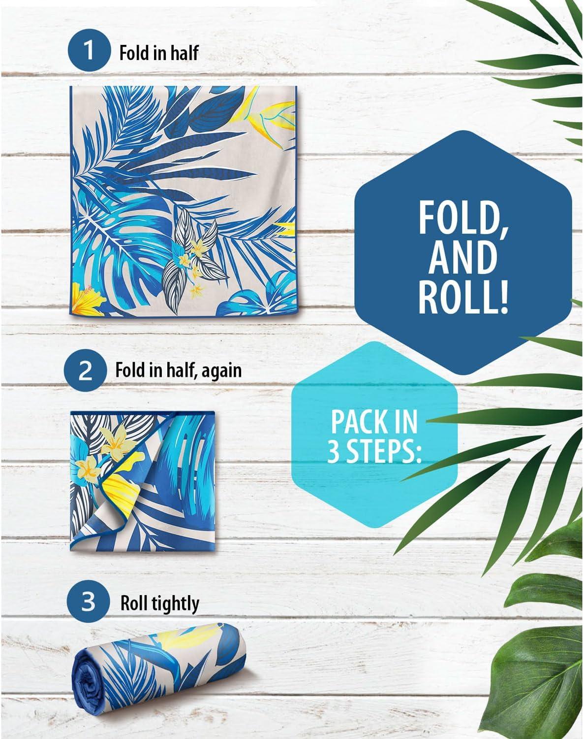 image:imageVENTURE 4TH Microfiber Beach Towel QuickDry Compact SandFree Absorbent Sandproof and Lightweight Perfect for Camping Beach and Roadtrips Dark Blue Stripes Design 35x78 inchesHibiscus