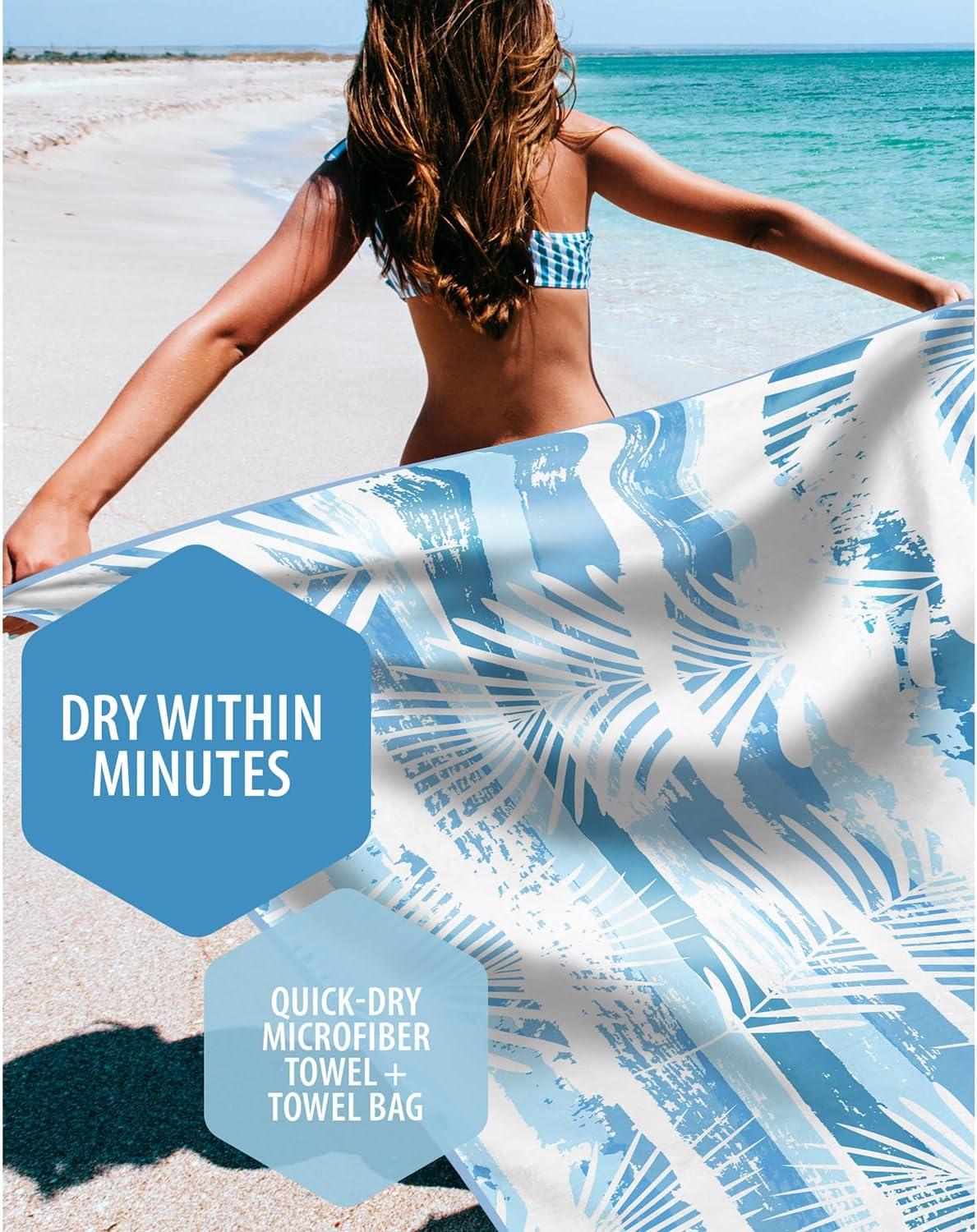 image:imageVENTURE 4TH Microfiber Beach Towel QuickDry Compact SandFree Absorbent Sandproof and Lightweight Perfect for Camping Beach and Roadtrips Dark Blue Stripes Design 35x78 inchesOcean Vibe