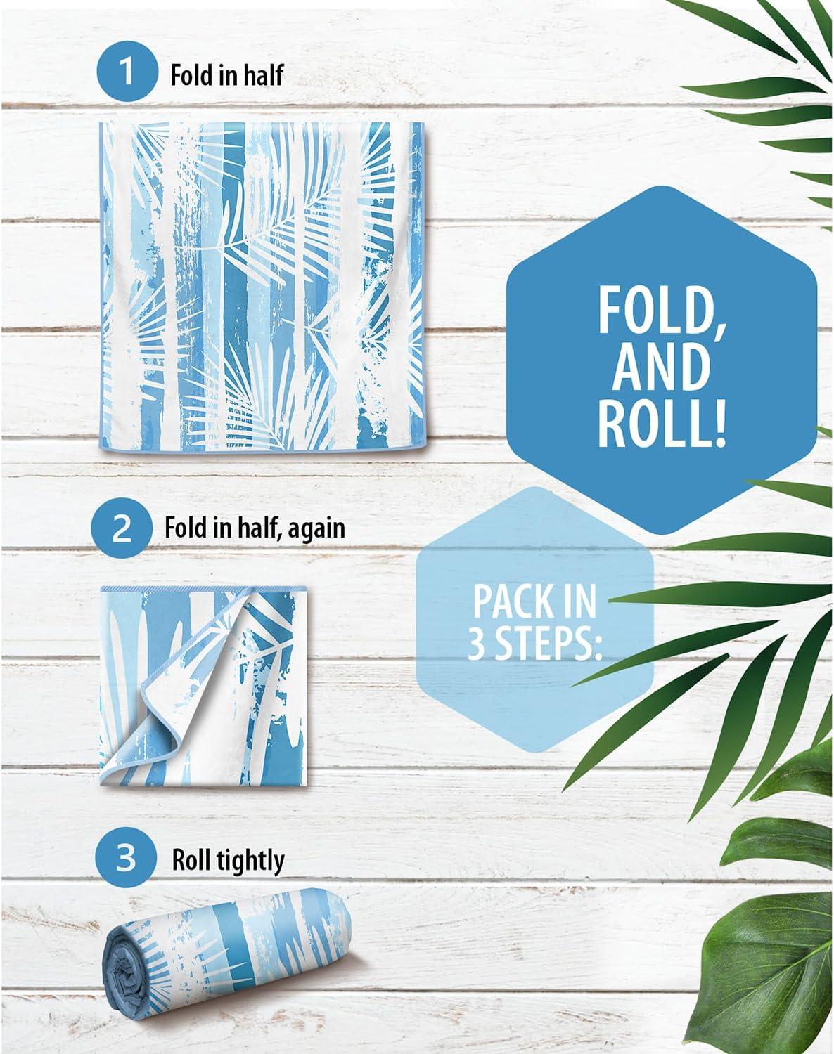 image:imageVENTURE 4TH Microfiber Beach Towel QuickDry Compact SandFree Absorbent Sandproof and Lightweight Perfect for Camping Beach and Roadtrips Dark Blue Stripes Design 35x78 inchesOcean Vibe
