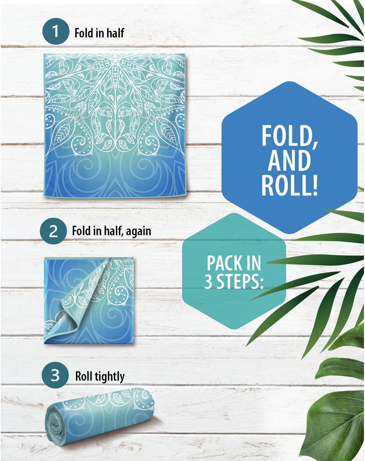 image:imageVENTURE 4TH Microfiber Beach Towel QuickDry Compact SandFree Absorbent Sandproof and Lightweight Perfect for Camping Beach and Roadtrips Dark Blue Stripes Design 35x78 inchesBlue Mandala