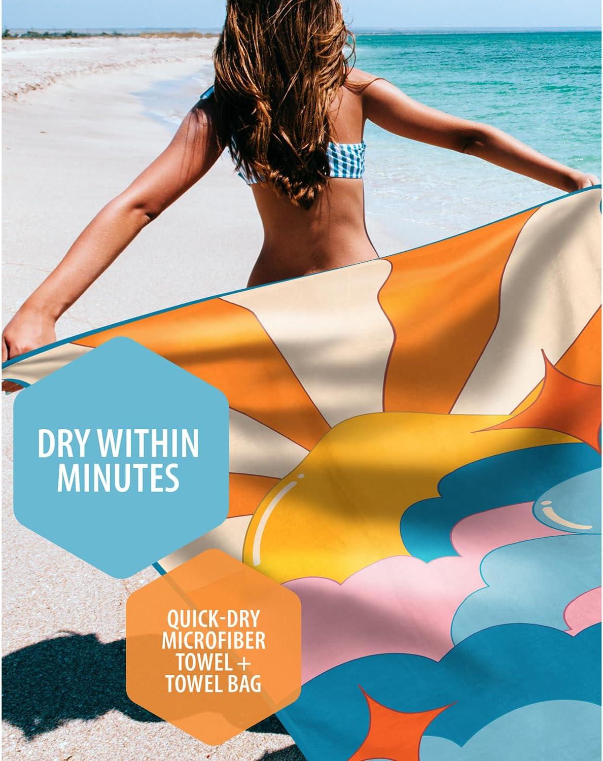 image:imageVENTURE 4TH Microfiber Beach Towel QuickDry Compact SandFree Absorbent Sandproof and Lightweight Perfect for Camping Beach and Roadtrips Dark Blue Stripes Design 35x78 inchesSkys the Limit