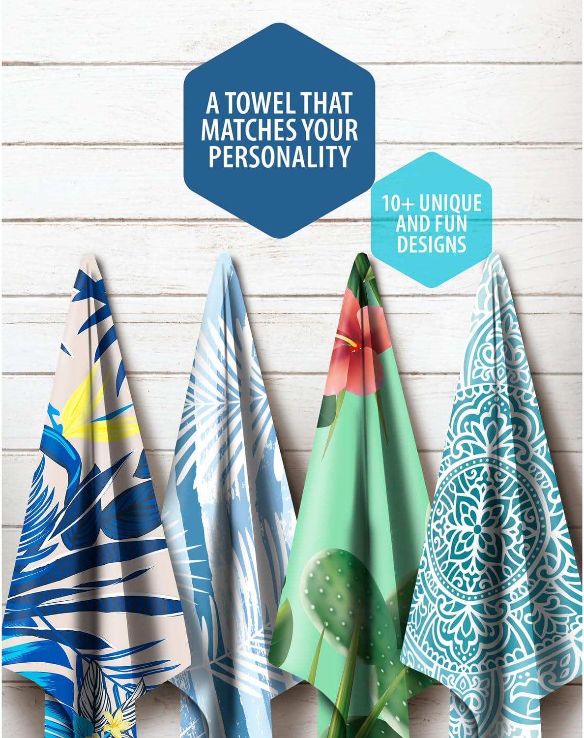 image:imageVENTURE 4TH Microfiber Beach Towel QuickDry Compact SandFree Absorbent Sandproof and Lightweight Perfect for Camping Beach and Roadtrips Dark Blue Stripes Design 35x78 inchesHibiscus