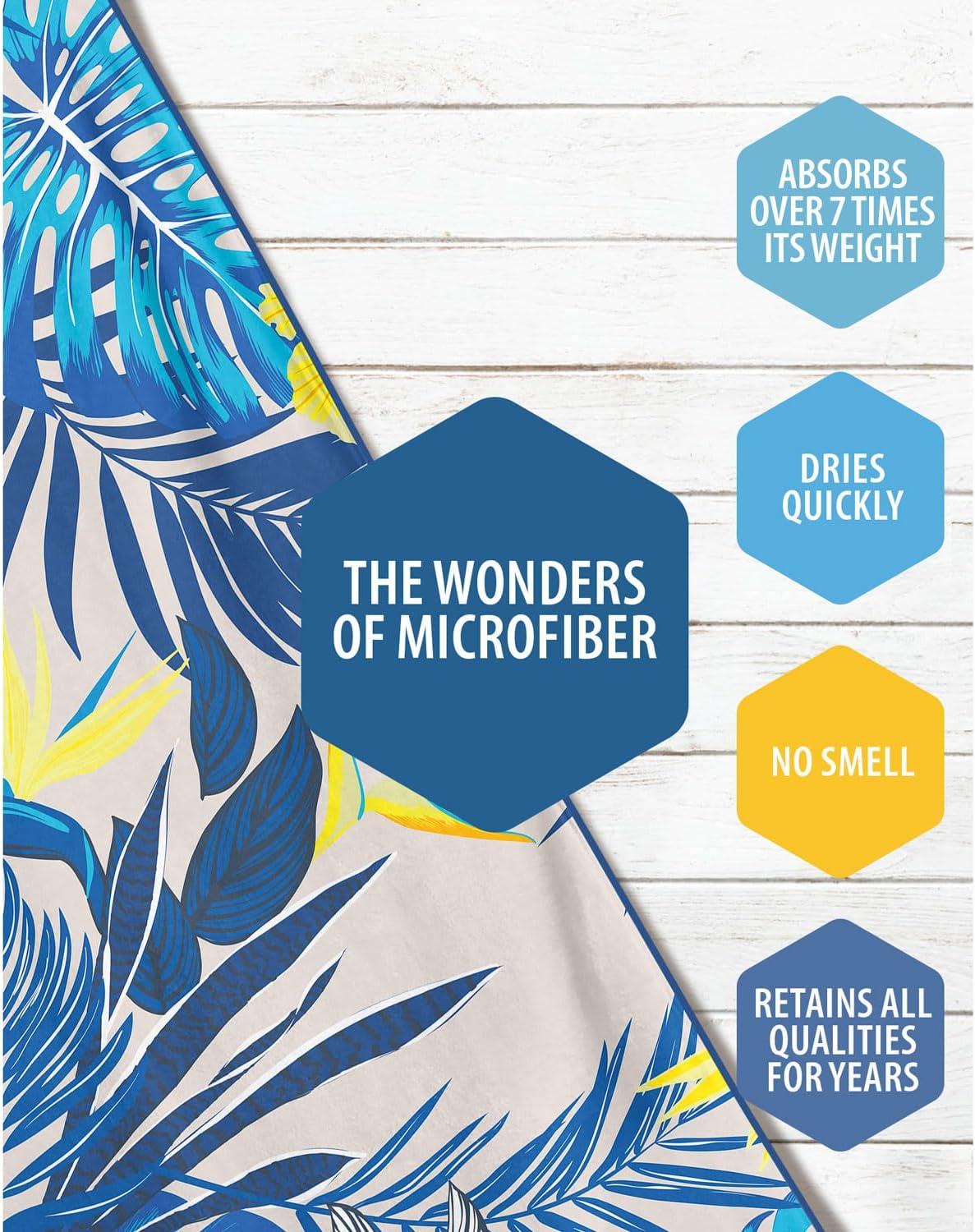 image:imageVENTURE 4TH Microfiber Beach Towel QuickDry Compact SandFree Absorbent Sandproof and Lightweight Perfect for Camping Beach and Roadtrips Dark Blue Stripes Design 35x78 inchesHibiscus