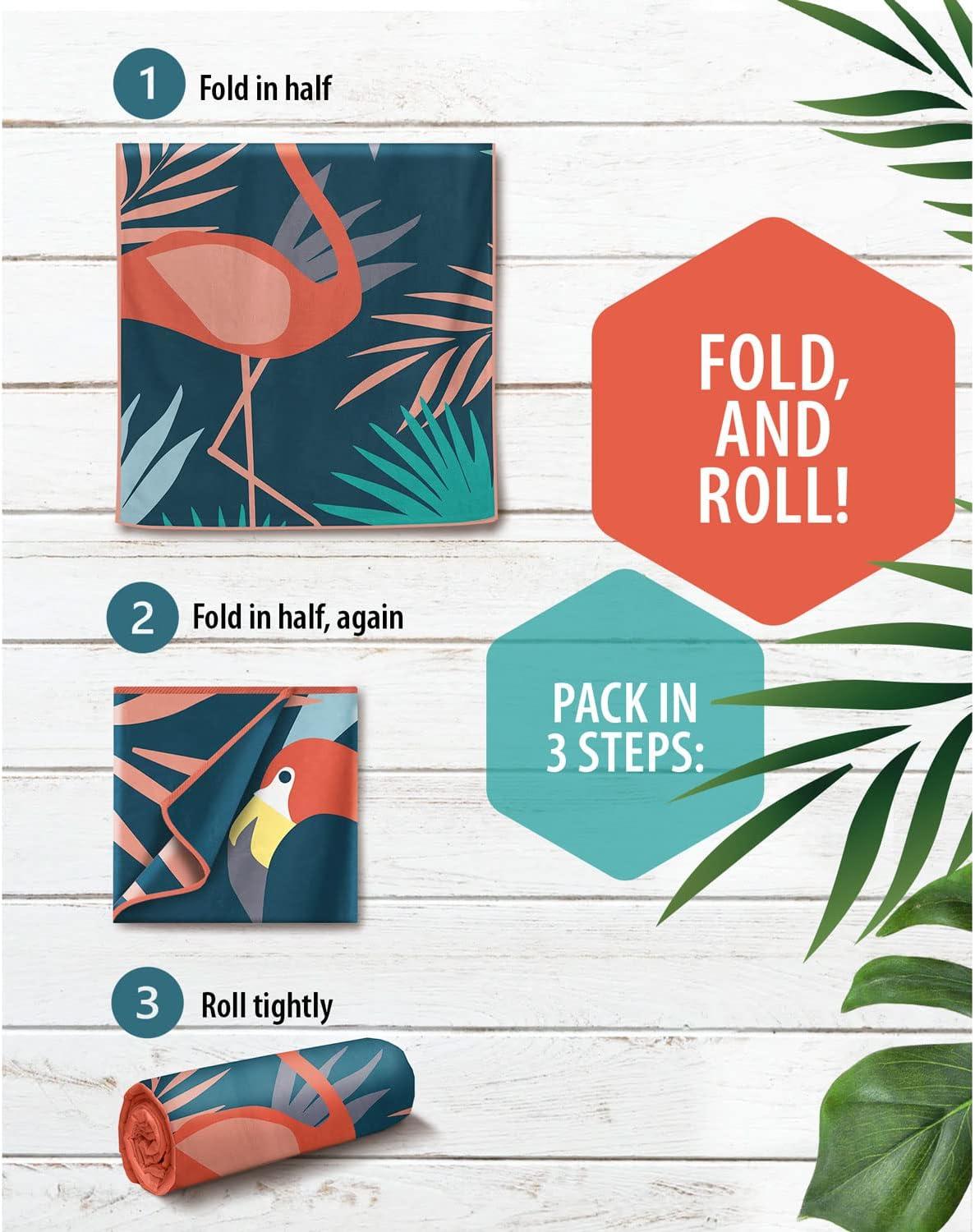 image:imageVENTURE 4TH Microfiber Beach Towel QuickDry Compact SandFree Absorbent Sandproof and Lightweight Perfect for Camping Beach and Roadtrips Dark Blue Stripes Design 35x78 inchesNavy Flamingo