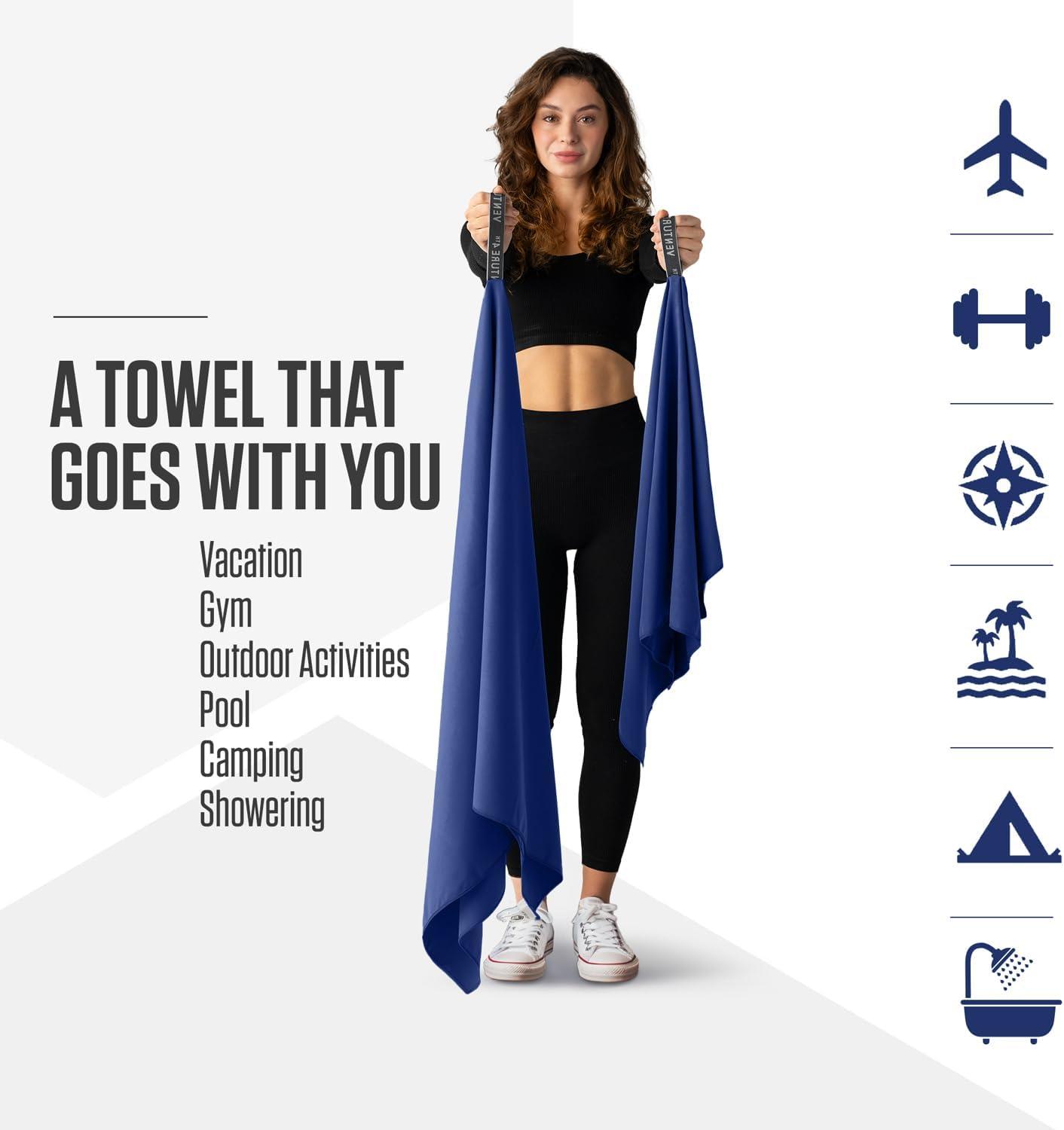 image:imageVENTURE 4TH Quick Dry Towel Microfiber Travel Towel Ideal for Camping Hiking Backpacking Gym Lightweight amp Fast Drying Travel Towels for Body Compact amp Easy to Pack Army Green LargeNavy Blue