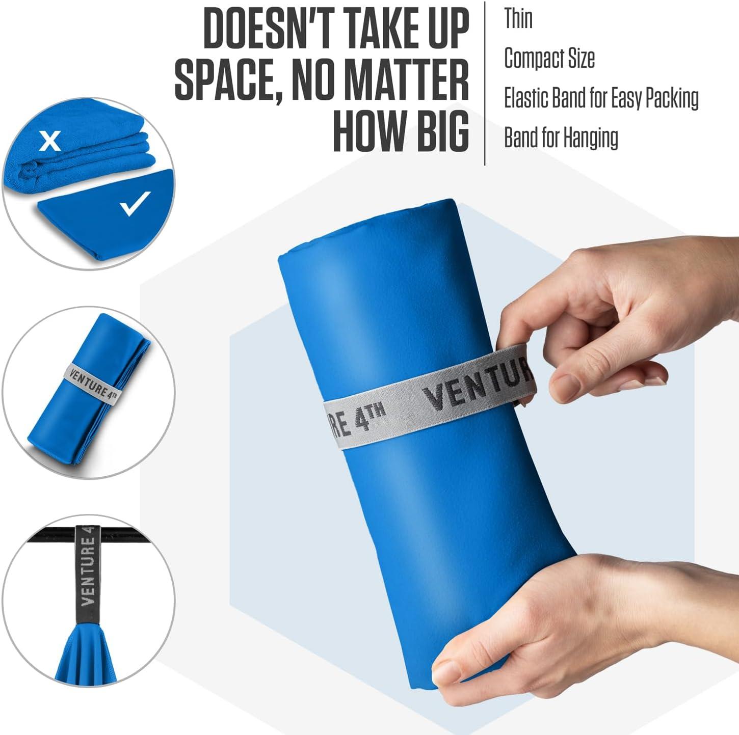 image:imageVENTURE 4TH Quick Dry Towel Microfiber Travel Towel Ideal for Camping Hiking Backpacking Gym Lightweight amp Fast Drying Travel Towels for Body Compact amp Easy to Pack Army Green LargeBlue