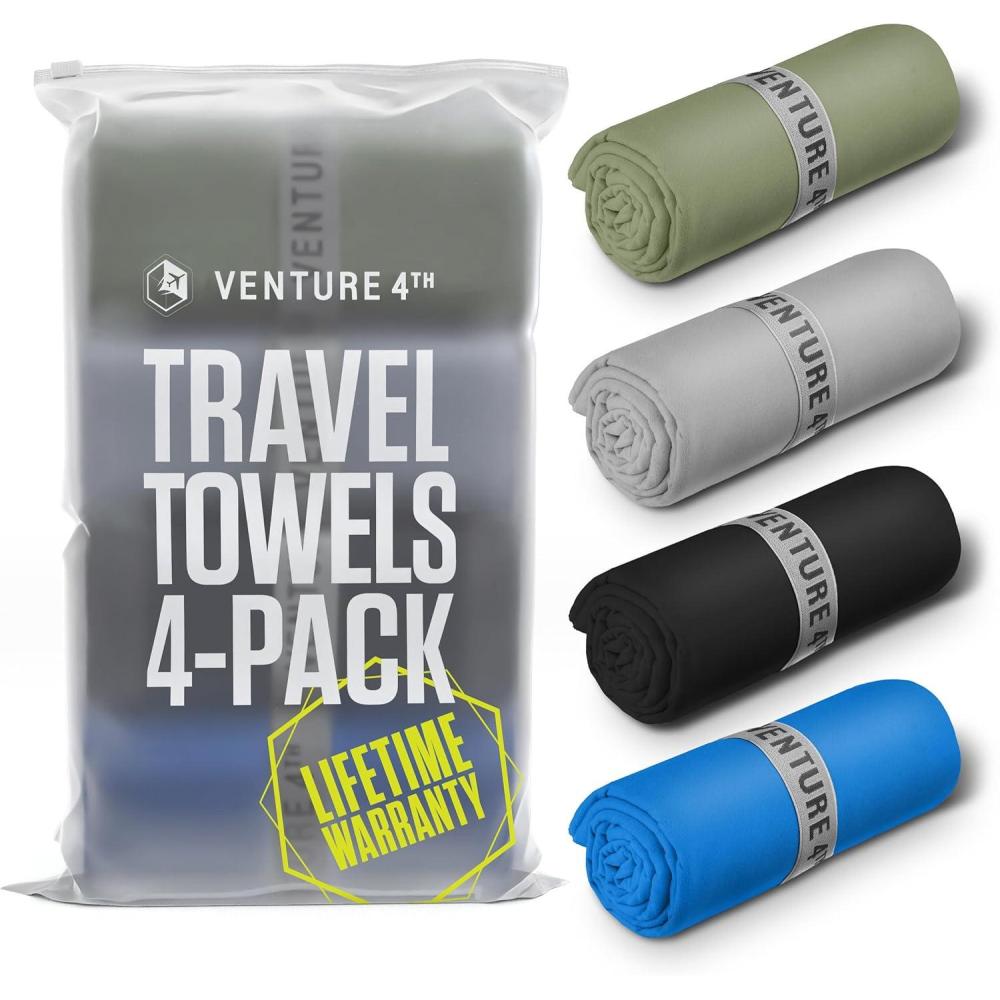 image:imageVENTURE 4TH 4pcs Quick Dry Towels Microfiber Travel Towels Ideal for Camping Hiking Backpacking Gym Lightweight amp Fast Drying Travel Towels for Body Compact amp Easy to Pack 4 Pack Large4pack Multicolor
