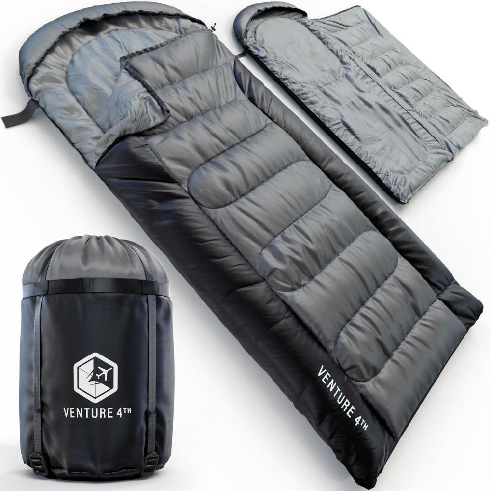 image:imageVENTURE 4TH Backpacking Sleeping Bag XXL Double and Single Sizes Lightweight Warm amp Cold Weather Sleeping Bags for Adults Kids amp Couples Ideal for Hiking Camping amp Outdoor AdventuresSilverBlack