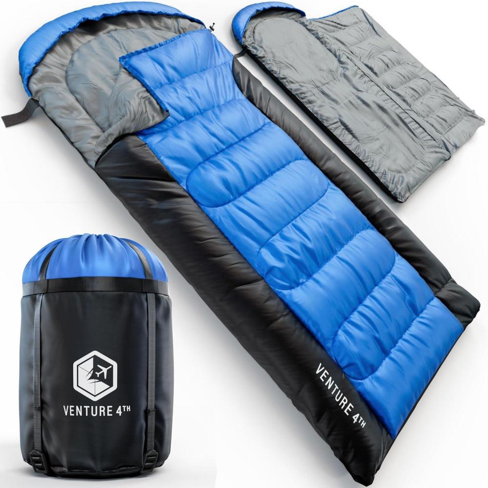 image:imageVENTURE 4TH Backpacking Sleeping Bag XXL Double and Single Sizes Lightweight Warm amp Cold Weather Sleeping Bags for Adults Kids amp Couples Ideal for Hiking Camping amp Outdoor AdventuresBlueBlack