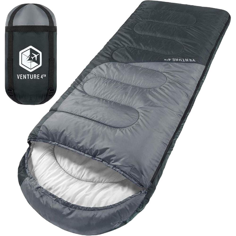 image:imageVENTURE 4TH Backpacking Sleeping Bag XXL Double and Single Sizes Lightweight Warm amp Cold Weather Sleeping Bags for Adults Kids amp Couples Ideal for Hiking Camping amp Outdoor AdventuresSilverGray
